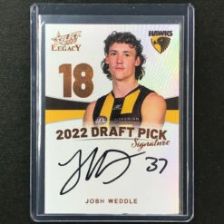 2023 Legacy AFL JOSH WEDDLE 2022 Draft Pick Signature Auto Copper 50/175