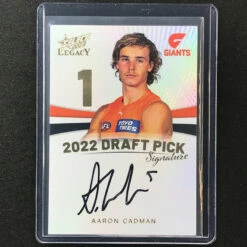 2023 Legacy AFL AARON CADMAN 2022 Draft Pick Signature Auto Gold 32/90