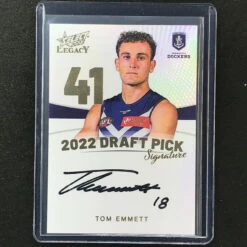 2023 Legacy AFL TOM EMMETT 2022 Draft Pick Signature Auto Gold 75/90