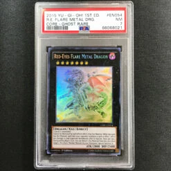 PSA 7 Red-Eyes Flare Metal Dragon - CORE-EN054 - Ghost Rare 1st Edition 021