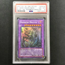 PSA 8 Chaos Neos Misprint Rainbow Dragon - GLAS-EN036 - Ghost Rare 1st Ed. 206