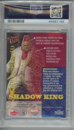 2018 Ultra X-Men SHADOW KING Red Foil Artist Auto 35/50 PSA 8 -Mystic Cards Game Shop PSA 64987189 back 850x