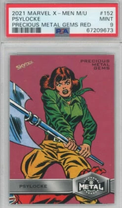 2020-21 X-Men Metal Universe PSYLOCKE Precious Metal Gems PMG Red 61/100 PSA 9